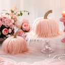 Vicenpal 2 Pcs Pink Fur Pumpkins Fall Pumpkin Decor Set Artificial Resin Pumpkin for Autumn Halloween Thanksgiving Tabletop Farmhouse Mantel Decoration
