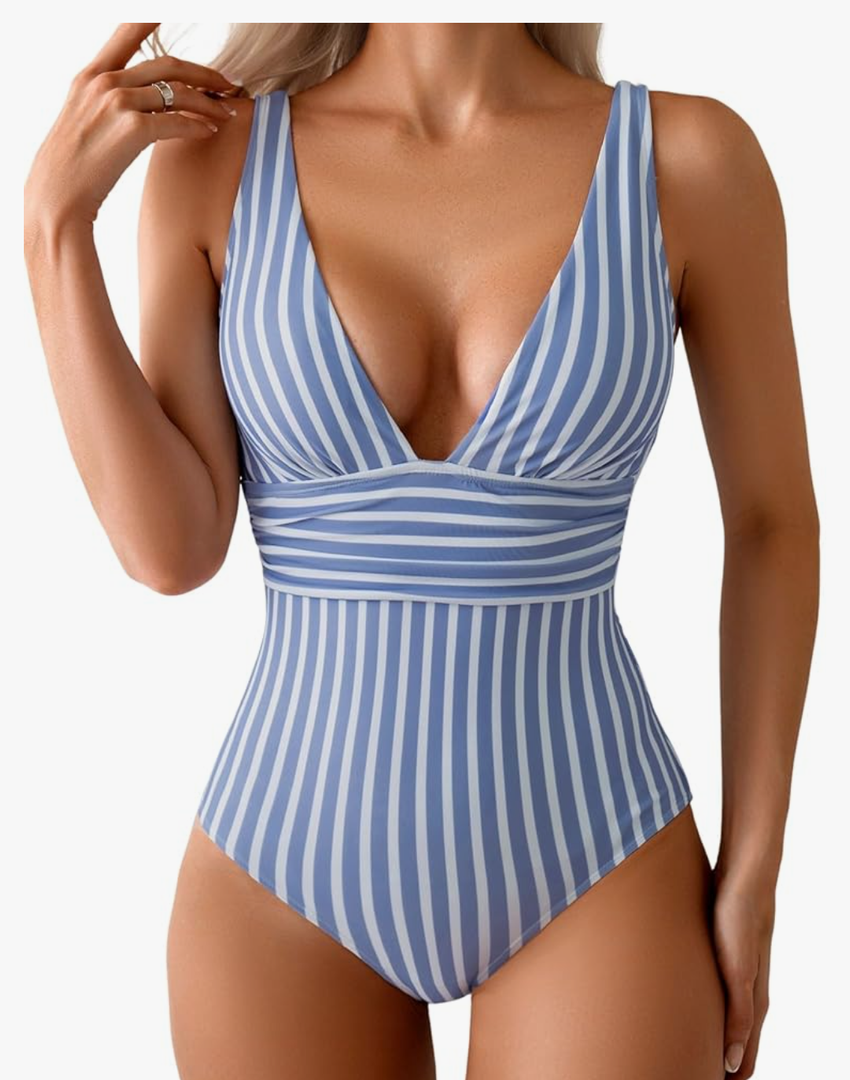 Eomenie Women's One Piece Swimsuit Tummy Control Bathing Suit V Neck Slimming 1 Piece Swimwear 2XL