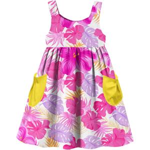 Little Girls Summer Sleeveless Dress Toddler Print Casual Sundress 2-7 Years (Pink)