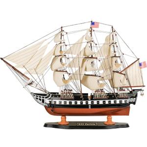 SAILINGSTORY Wooden Model Ship USS Constitution 1/100 Scale Replica Frigate Sailing Warship Model Sailboat Decor (32")