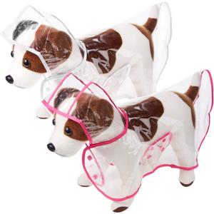 2 Pieces Pet Dog Raincoat Clear Pet Waterproof Clothes Hooded Rain Jacket Plastic Puppy Rain Poncho Rainwear for Small Medium Dog(S,Rosy and White)