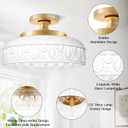 Lamomo Semi Flush Mount Ceiling Light,12 Inch White Glass Shade Gold Hallway Light Fixture,3 Light Globe Glass Close to Ceiling Scone,Indoor Hanging Light for Bedroom Kitchen Porch Hallway