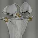 OYOANGLE Women's 2 Piece Bikini Set Spaghetti Strap Halter Swimsuit High Cut Bathing Suits (White) S