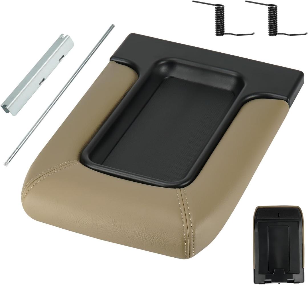 Youxmoto Center Console Lid Armrest Cover Fit for Chevy Silverado 1500 2500 3500 HD 2001-2006; Avalanche/Tahoe/Suburban; Fit for GMC Sierra Yukon/for Escalade; Beige Fits 19127364, 19127366