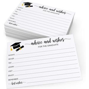321Done Advice and Wishes for The Graduate Cards, Made in USA - 4x6 White, 2025 Graduation Party Decor, Games, Activities for College, High School, University Grad, 50-Pack