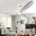 60'' White Ceiling Fan with Light,Outdoor Ceiling Fan light(White)