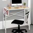 Honey-Can-Do Home Office Computer Desk with Side Basket, White OFC-09918 White