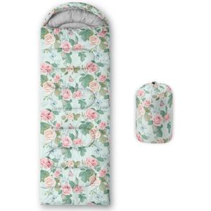 Kids Sleeping Bag for Boys, Watercolor Floral Light color Rose-Lightweight Warm Outdoor Indoor-Waterproof Cold Weather Resistant Sleeping Bag for Camping Hiking(Floral 32"*90")