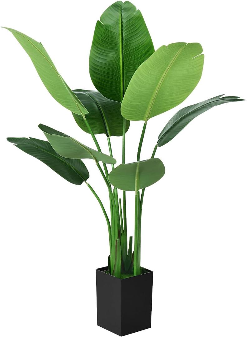 Bird of Paradise Plant Artificial 4ft,Faux Plants Indoor Tall with 8 Trunks - The Perfect Indoor Silk Floor Plant for Home Decor in Living Room, Office, and Bedroom (4FT Bird of Paradise)