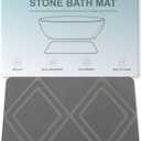 Stone Bath Mat, 23.6 x 15.4" Diatomaceous Earth Mat Diamond Pattern, Super Absorbent Quick Drying Stone Bath Mats for Bathroom, Easy to Clean (Dark Grey)