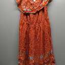 Off Shoulder Boho Floral Swing Mini Dress Summer Strapless Pleated Short Dress  (Large)