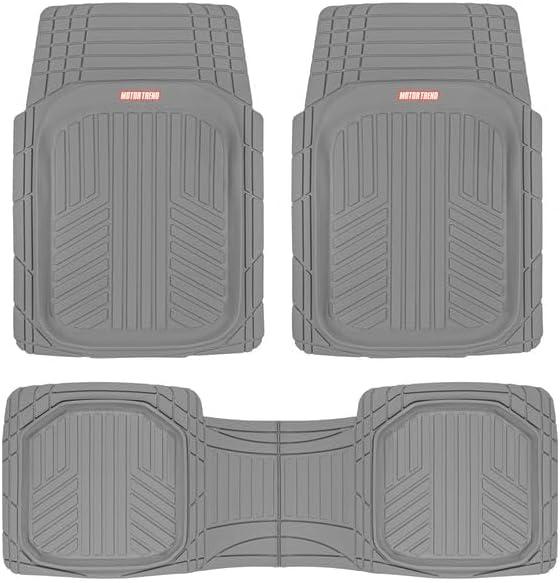 Motor Trend FlexToughXL Floor Mats for Cars Full Set, All-Weather Rubber Automotive Floor Mats, Waterproof Heavy Duty Car Mats, Flexible Floor Liners for Car Truck Van SUV, Car Floor Mats (Gray)