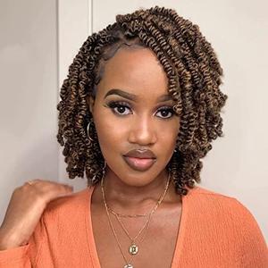 Toyotress Bob Spring Twist Hair - 10 inch 7 Packs Ombre Orange Pre-twisted Crochet Hair Spring Twists Crochet Braids, Synthetic Braiding Hair Extensions (10 Inch, T350-7P)