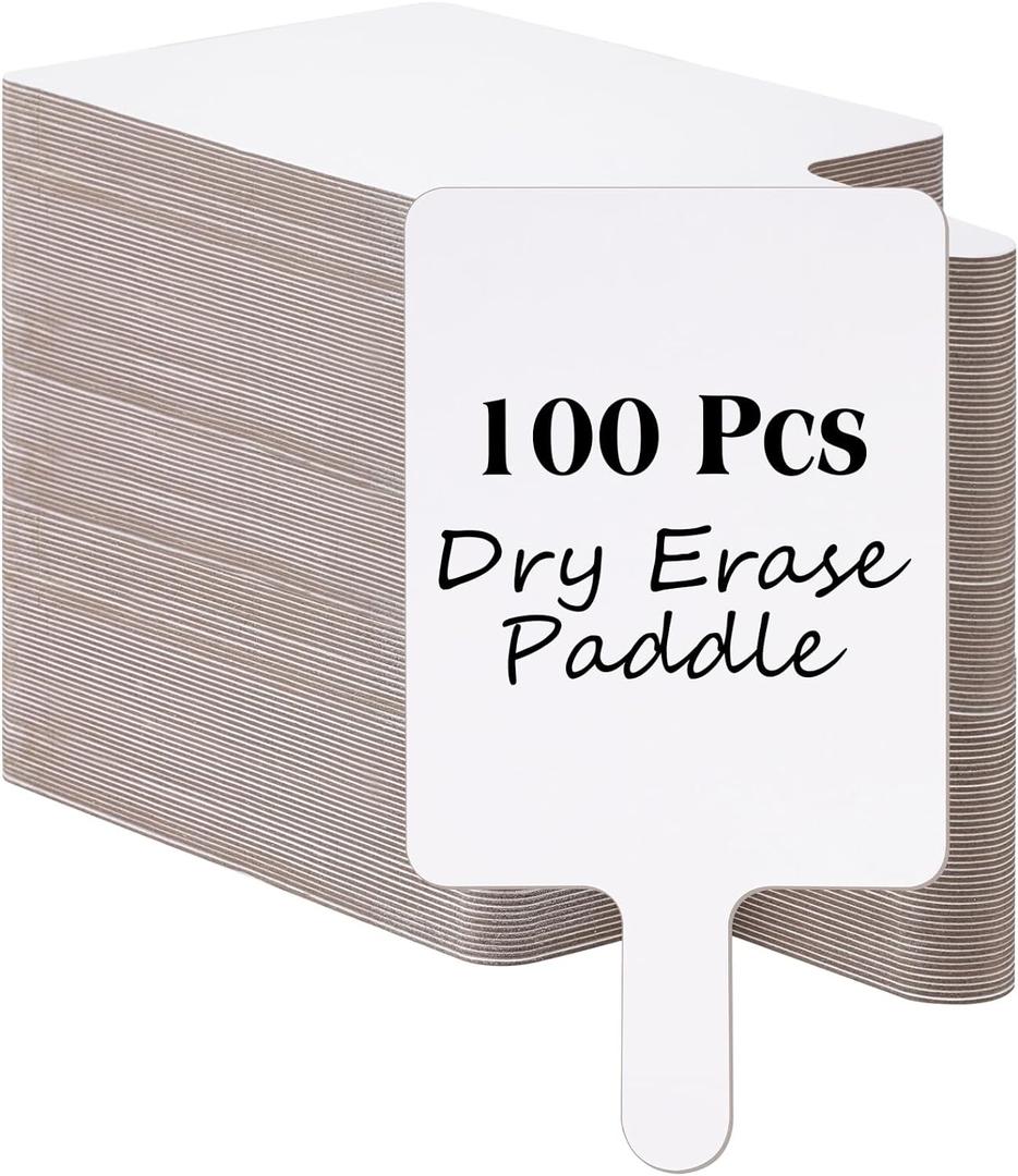 Seajan 100 Pcs Auction Bidding Paddles Bulk Answer Numbers Voting Blank Fans Dry Erase Boards Doubled Sided Handheld for Back to School Supplies(Rectangular)