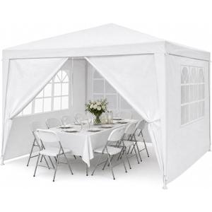 10x10 FT Outdoor Canopy Party Tent with Sidewalls and Door, White