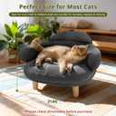Cat Sofa Furniture-Style Pet Bed with Removable Cotton Velvet Cover, Solid Pine Wood Legs, for Cats and Small Dogs, Gray