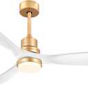 White and Gold Ceiling Fans with Lights and Remote, 52inch Modern Gold Ceiling Fan ETL Listed, 3 Downrods, 3 blades Gold Fan Reversible Quiet DC Motor, Timer,6-Speed for Outdoor Indoor,52in,White Gold