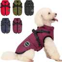 Warm Dog Winter Coat, Fashion Pet Cold Weather Jacket with Built-in Harness, Reflective & Adjustable Comfortable Pet Vest, Windproof Apparel for Medium Dogs (Purple, Medium)