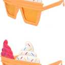 Toyvian 3 Pcs Novelty Ice Cream Cone Sunglasses - Funny Eyewear for Party Costume, Photo Props, Summer Festivals, Kids & Adults