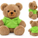 Brown Teddy Bear Plush Toy with Green Hoodie