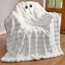 IUUI Electric Heated Blanket Queen 84"x90", Faux Rabbit Fur Heating Blanket, Whit