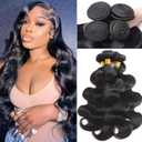 12A Human Hair Bundles 20 22 24 26 Inch 100% Unprocessed Virgin Brazilian 4 Body Wave Bundles Human Hair 400g Human Hair Bundles Hair Extensions Natural Color