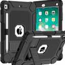 BMOUO Case for iPad 6th 5th Generation (iPad 9.7 inch, 2018/2017), Shockproof Protective iPad 9.7 Case with Built-in Stand/Pencil Holder for iPad 6th/5th Gen, Air 2, Black
