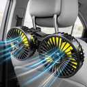 Poraxy Car Fans for Backseat Kids, Dual Head Car Fans that Blow Cold Air, Cooling USB Back Seat 3 Speed 360 Degree Rotatable Headrest Fan, Adjustable Clip Vehicles Rear Seat Air Fan for Sedan SUV RV