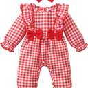 SUNNY PIGGY Newborn Baby Girl Clothes Baby Girl One Piece Romper Fall Winter Long Sleeve with Hat Sets Cute Infant Outfits, 0-3M