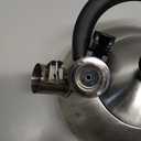 Primula Stewart Whistling Stovetop Tea Kettle Food Grade Stainless Steel, Hot Water Fast to Boil, Cool Touch Folding, 1.5-Quart, Brushed with Black Handle