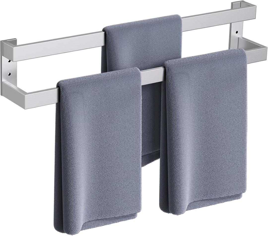 Brushed Nickel Double Towel Bar,Towel Rack for Bathroom Stainless Steel Wall-Mounted Bathroom Hardware Accessories 32 Inch