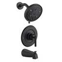 Replacement for Moen Shower Faucet Trim Kit, 9-Setting High Pressure Rain Showerhead, Shower Handle& Tub Spout, (Valve & Cartridge Not Included), Matte Black
