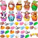 DIYDEC 30 Pack Valentines Mochi Squishies Toys with Valentine Cards for Kids Mini Animal Squishy Stress Relief Toy Valentine's Day Toys for Valentines Party Favors School Classroom Exchange