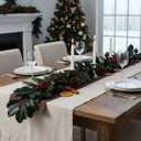 2 Pcs 6 FT Magnolia Leaf Garland Artificial Christmas Green Realistic Garland for Mantle Decorations Natural Faux Magnolia Leaves for Christmas Thanksgiving Wedding Decor(Without Lights)