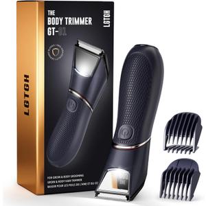 Trimmer for Men, IPX7 Waterproof Trimmer with Ceramic Blade, Body Groomer for Pubic/Body/Groin Grooming, Electric Razor Shavers, USB-C Charging (Dark Black)
