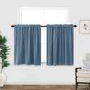 KOUFALL Blue Kitchen Window Curtains Over Sink,Small Blackout Short Rustic Farmhouse Dining Room Curtains 36 Inch Length,Gray Stone Blue (34"W x 36"L (Pack of 2))