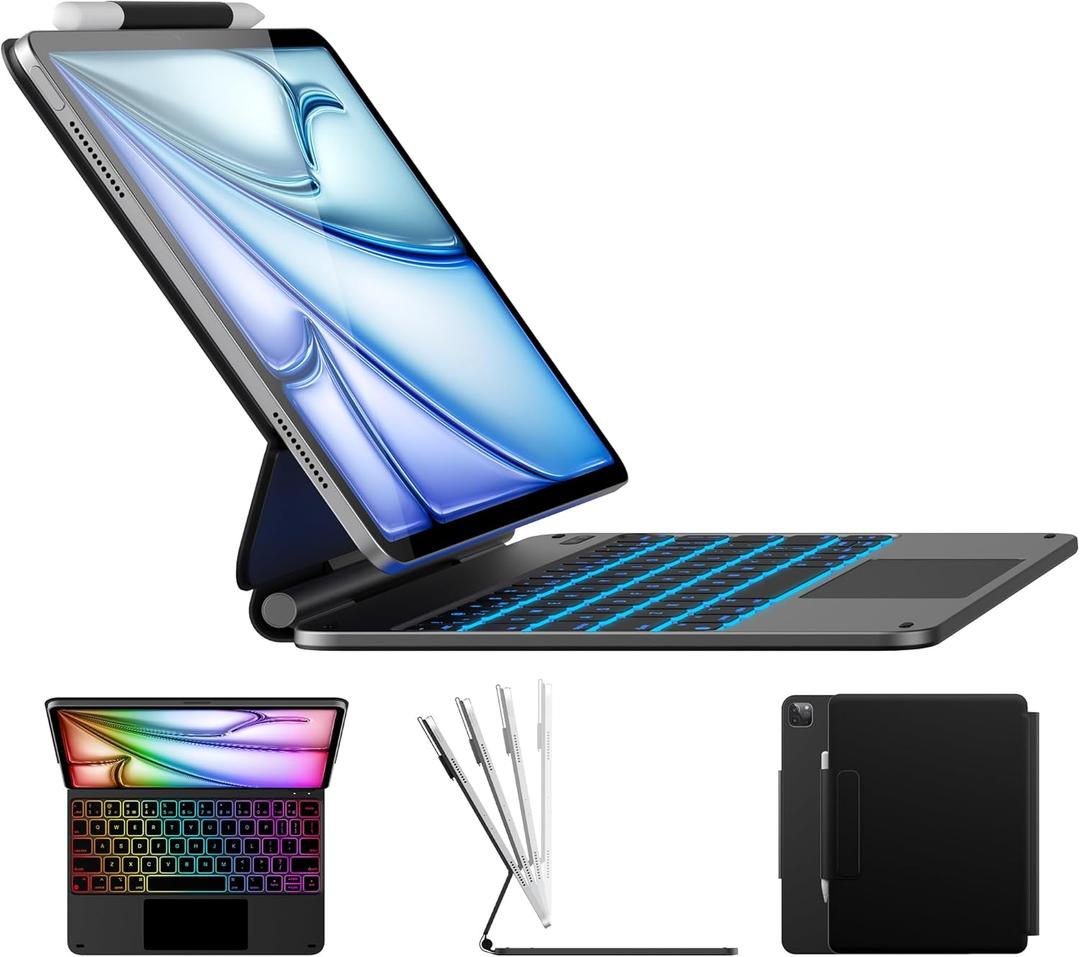 typecase Edge Keyboard Case for iPad Air 11-inch(M4/M3/M2, 2026/2025/2024), iPad Pro 11-inch(4th/3rd/2nd/1st Gen) & iPad Air 10.9-inch 5/4th Gen, Multi-Touch Trackpad, 11-Color Backlight, Black
