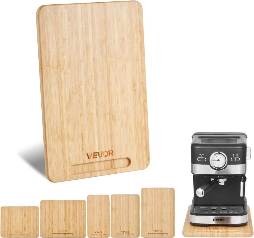 VEVOR Appliance Slider, Large 16 x 12-inch, Rolling Sliding Tray with Rubber Wheels & Hollow Handle, Easy to Clean, Appliance Rolling Tray for Coffee Maker, Kitchen Countertop, Natural Wood