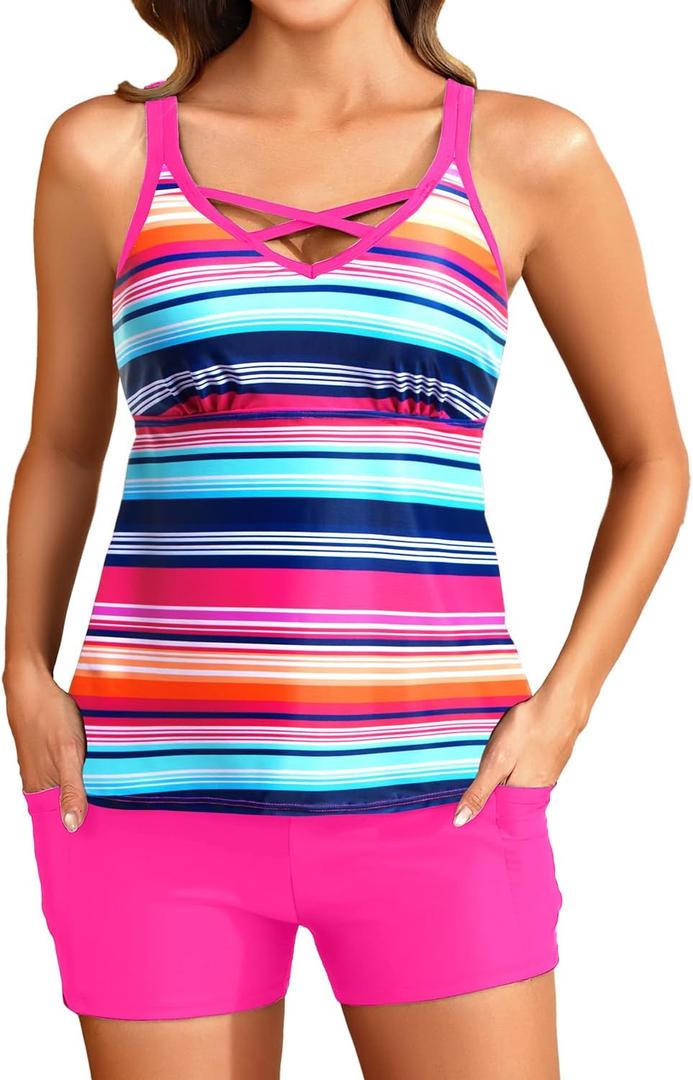 Talisea Tankini Swimsuits with Shorts - Women Two Piece Bathing Suit with Pockets Swimwear 2025 (S)