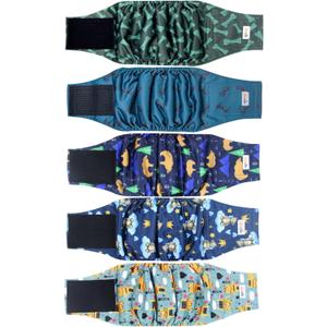 5 Pack Dog Diapers Male, Premium Belly Bands for Male Dogs, High Absorbing Dog Pee Wraps for Doggie in Incontinence or Excitable Urination and Training XXL (Animal)