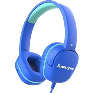 Kids Headphones for School, 3.5mm Jack Wired Headphones for Kids with Safe Volume Limiter, HD Stereo Sound On-Ear Girls Boys Toddler Headphone for Tablet, iPad, Kindle(Blue)