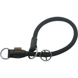 Aiminto Braided Round Martingale Dog Collar, Training Collar with Slidable Stop Ring and Adjustable Stopper - Ideal for Medium Dogs (M Long, Black)