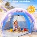 Baby Beach Tent with Fan, Portable Sun Shade Shelter for Baby & Toddler, 190T Silver Coated Kids Beach Tent with Solar Misting Fan for Beach, Pool, Park & Travel