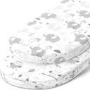 Bassinet Fitted Sheets for Chicco LullaGo Anywhere, Baby Bjorn Cradle and 14 x 29 Mattress Pad  Snuggly Soft 100% Jersey Cotton  2 Pack (Sweet Dreams (Elephants & Owls))