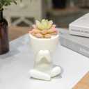 HEYO-YEPY 3PCS Cute Artificial Plant Office Decor for Women and Men, Aesthetic Desk Plant Decor for Office and Home, Potted Small Fake Plants for Indoor Decoration, White Pots Pink Plants