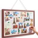 Magnetic Linen Bulletin Board Wood for Wall, 30 x 20'', Walnut, 31.7" x 21.3"