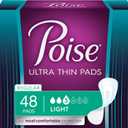 Poise Ultra Thin Incontinence Pads for Women, Light Absorbency, Regular Length, 48 Count 