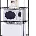4 Tier Mini Fridge Shelf with Storage for Dorm, Black, 23.6 inches x 17.8 inches x 73 inches