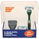 Dollar Shave Club | The Guest Pass Shave Set | 2 Swift Rinse Refill Cartridges, 1 Handle (Green), 1 Razor Cover, Razors for Men