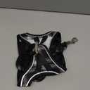 GAMUDA Small Dog Harness Collar and Leash Set, Step in No Chock No Pull Soft Mesh Adjustable Dog Vest Harnesses Plaid Reflective for Dogs Puppy Cats Kitten Rabbit (Black, S)